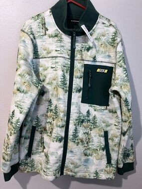 PacSun mens Green Forest Print Zip-Up Jacket